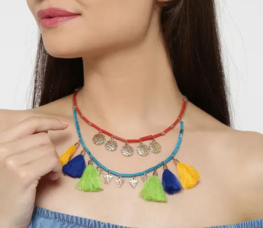 Coin And Tassel Layered Necklace