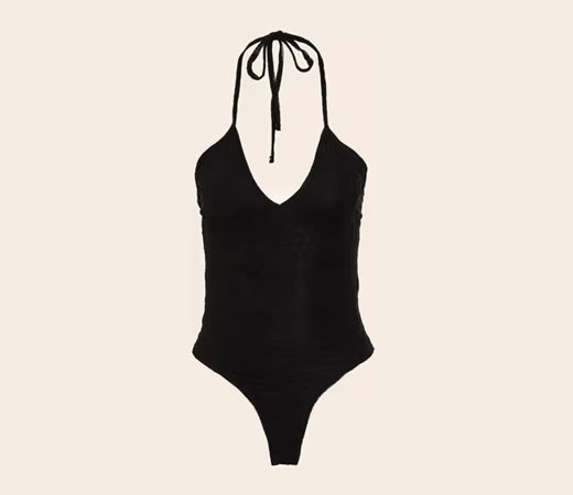 Lace Halter Neck Body-black