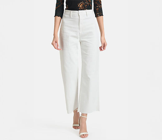 White High Waisted Wide Leg Denim