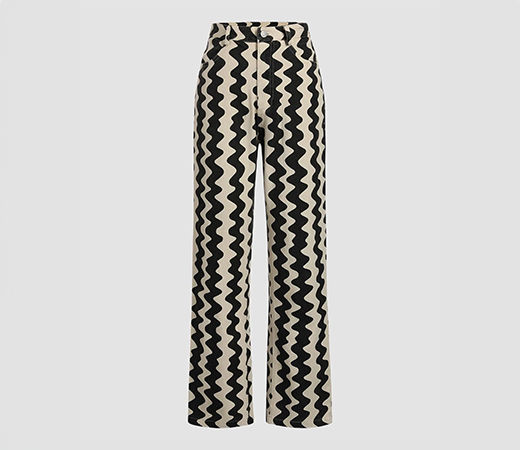 Wavy Retro Straight Leg Trousers