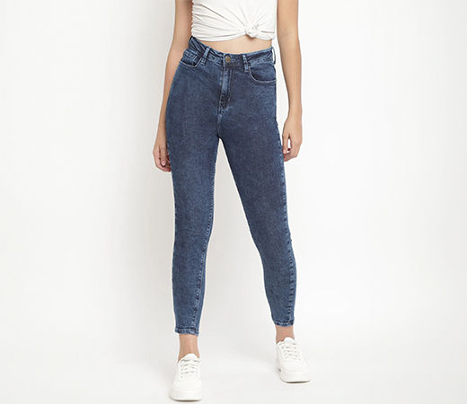 Womens Super High Waist Smoky Blue Super Skinny Denim Jeans