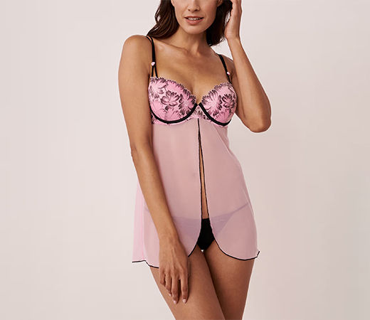 Lace and Mesh Push-up Babydoll