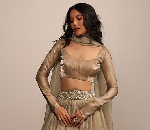 Copper Blouse in Organza with Scoop Neckline