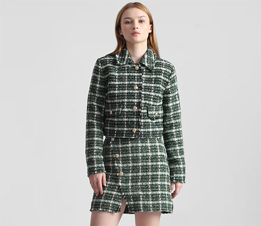 Green Tweed Check Co-ord Set Jacket