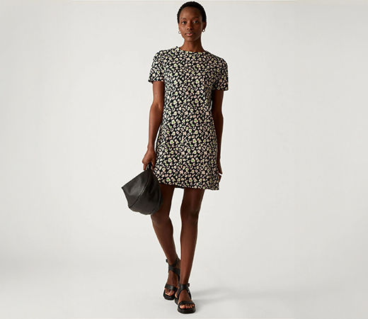 Pure Cotton Printed Mini T-Shirt Dress