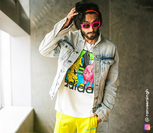 Ranveer Singh in a grey faded denim jacket