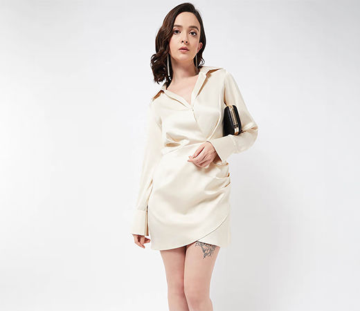 Satin shirt dress