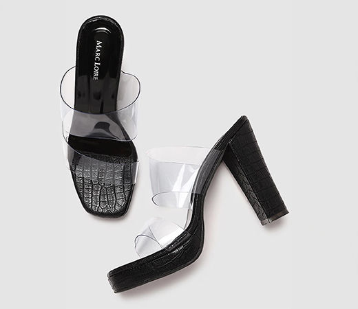 Marc Loire Clear Solid Platform Block Heels