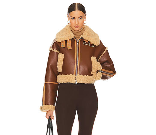 Cropped Faux Shearling Jacket