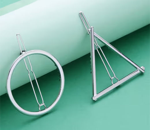 ToniQ Silver Geometric Hair Clip/Hair Pin 