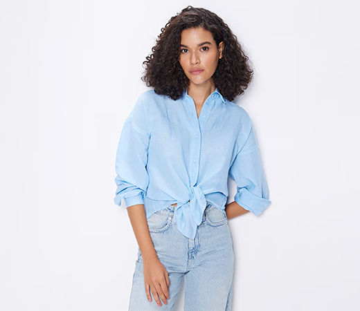 Cover Story Blue Oversized Linen Shirt