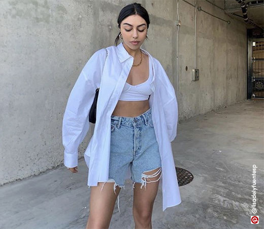Women in a linen shirt