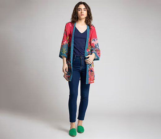 SHAYE Floral Printed Casual Shrug