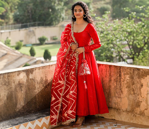 Onewe India Red anarkali dress