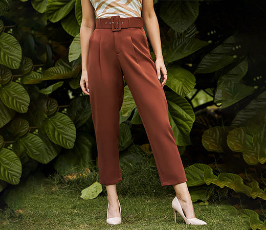 Kassually brown belted brown trouser 