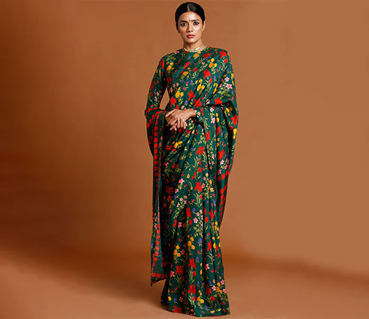 Masaba Bottle Green Autumn Bouquet Saree