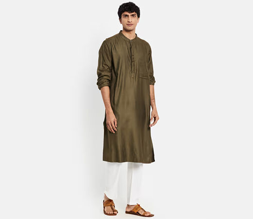 Fabindia Viscose Silk Full Sleeves Long Kurta