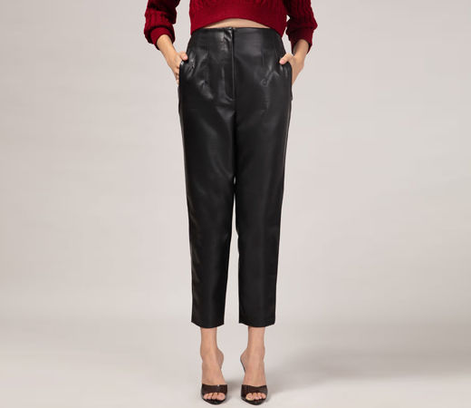 Twenty Dresses by Nykaa Fashion Black Leather Pants