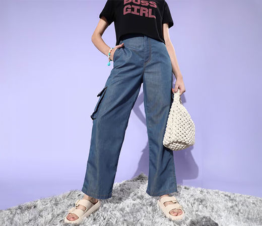 Style Quotient Women Volume Denim Trousers