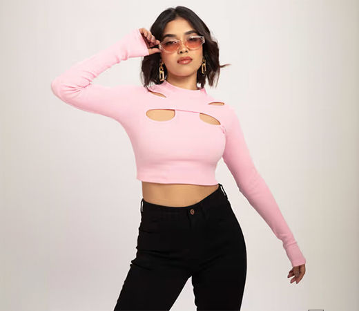 Pinky Butterfly Cut-Out Top- by BAESIC