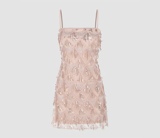 Sequins Square Neck Dress by Cider
