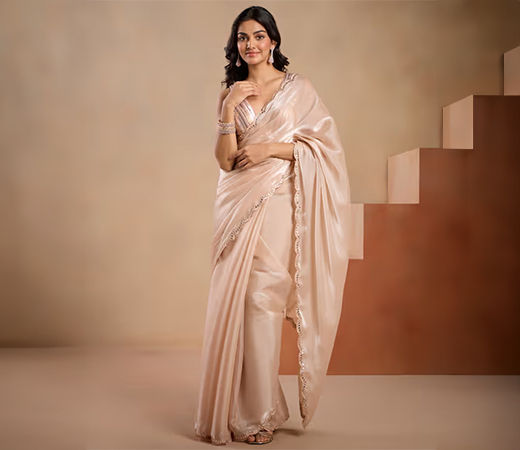 Glitterati Gold Mirror Work Saree by Gajra Gang