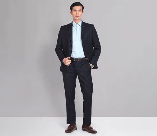 AD By Arvind Tailored Regular Fit Solid Suit