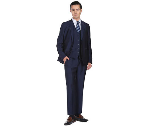 Arrow Men Navy Tailored Regular Fit Patterned Three Piece Suit