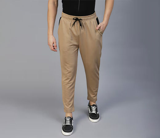 RIGO Men Beige Poly Corduroy Jogger
