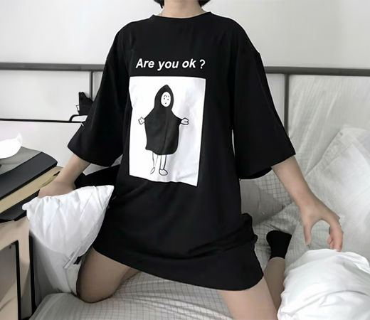 Black Printed T-shirt For Women by Khhalisi