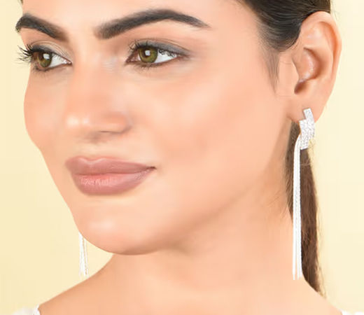 Long Strands Silver Plated Earrings For Women by ToniQ