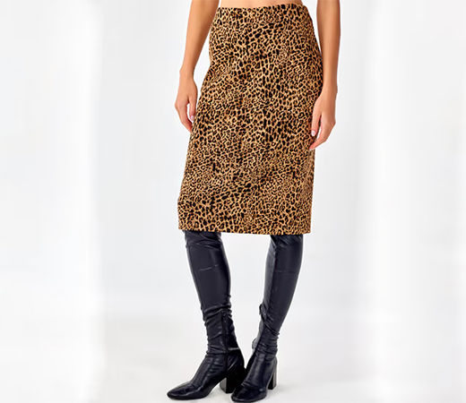 Brown and Black Animal Print Midi Skirt by Cover Story