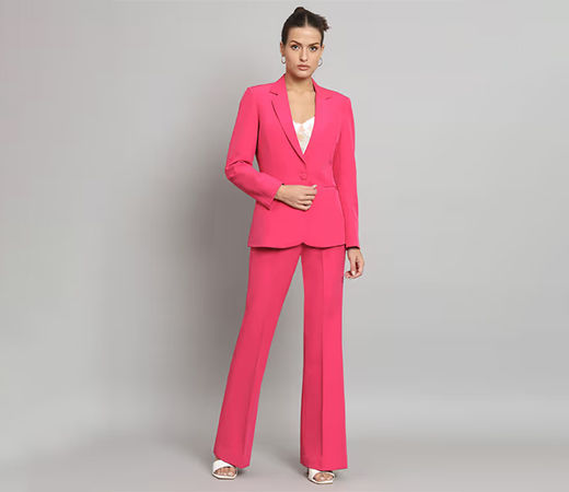 Powersutra Blazer and Trouser Suit Hot Pink