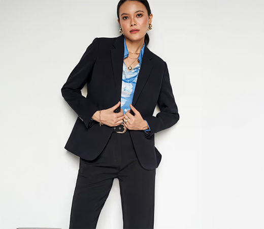 AND Black Work Solid Blazer