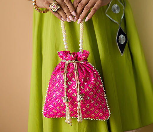 Azai by Nykaa Fashion Embellished Pearl Handle Potli Bag