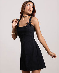 MIXT by Nykaa Fashion Black Mini Denim Dress
