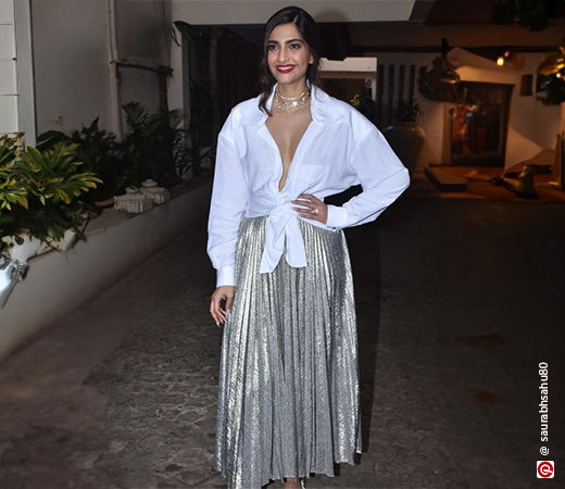 Sonam Kapoor wearing a skirt with a shirt