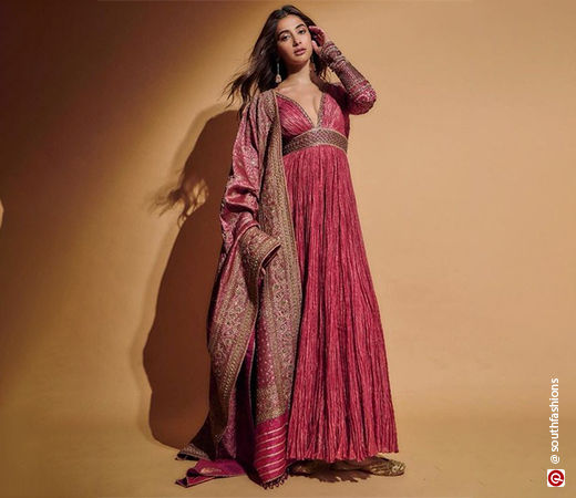 Pooja Hegde in a pink anarkali