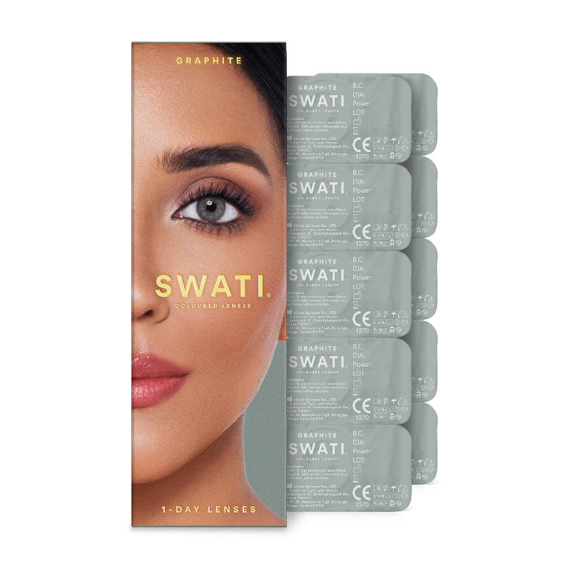 Swati Cosmetics Coloured Contact Lenses Graphite 1 Day Power -5.75