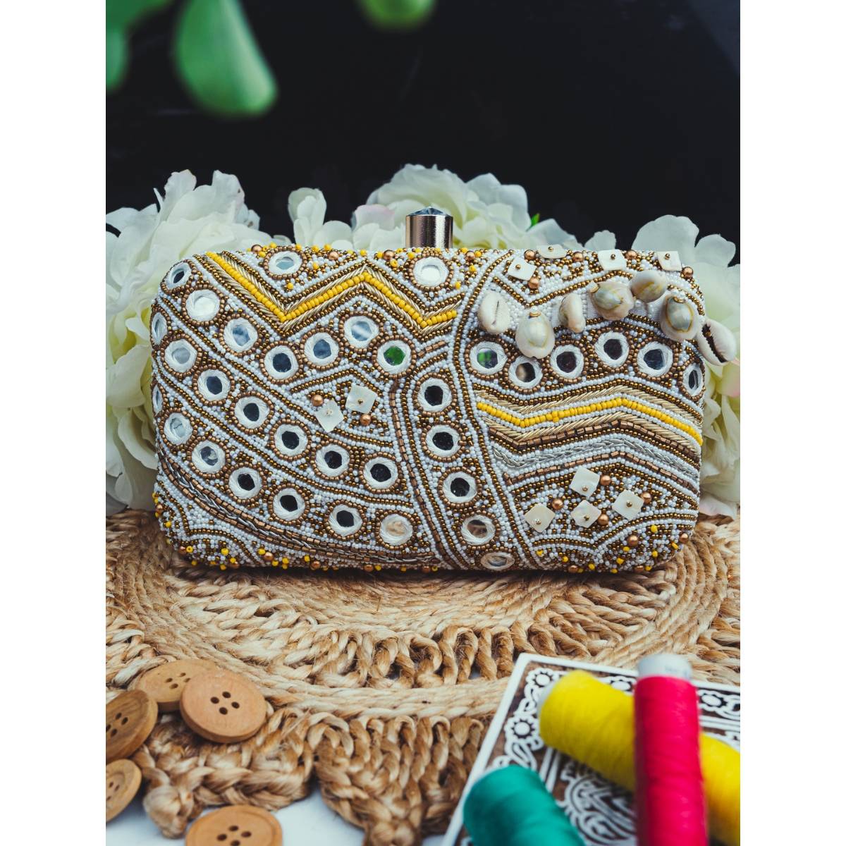 NR BY NIDHI RATHI Women Multi-Color Embellished Clutch