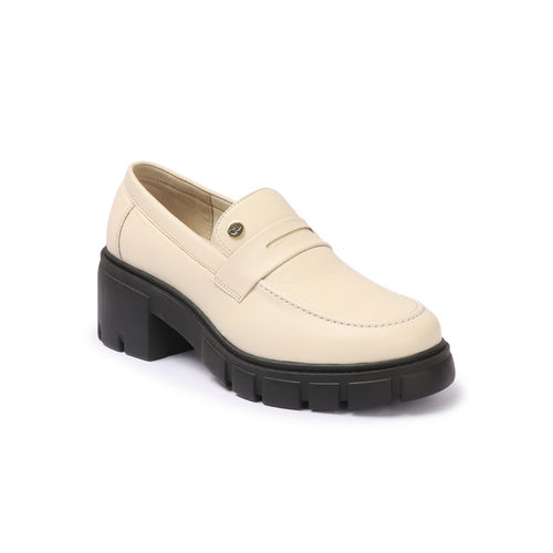 Buy Carlton London Beige Solid Slip-On Women Penny Loafers Online