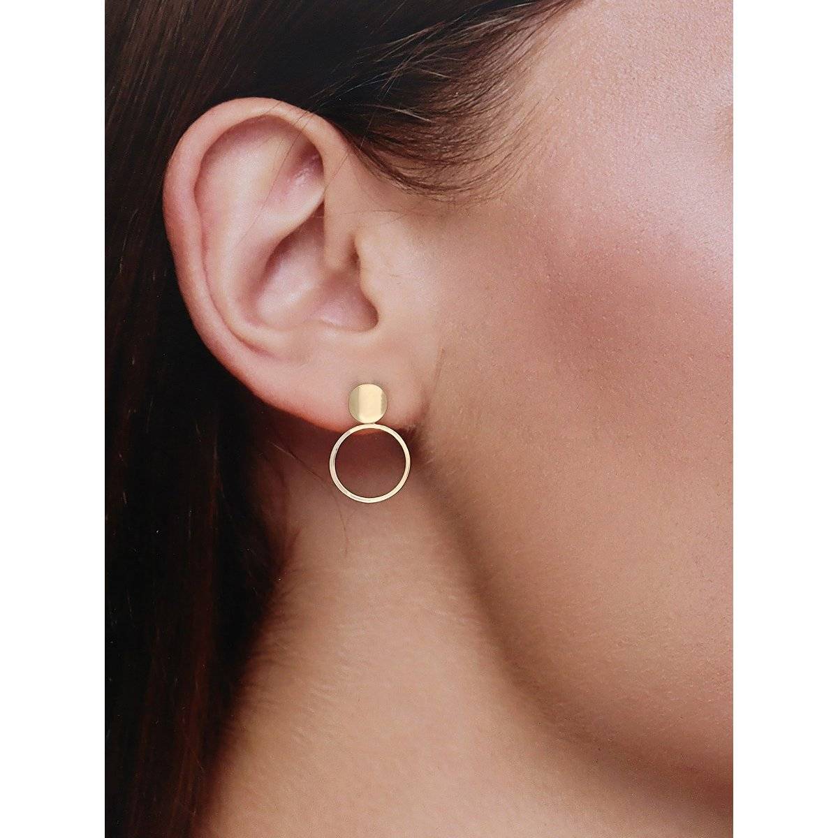 Kai Jewel Sterling Gold Chic Circle Drop Earrings