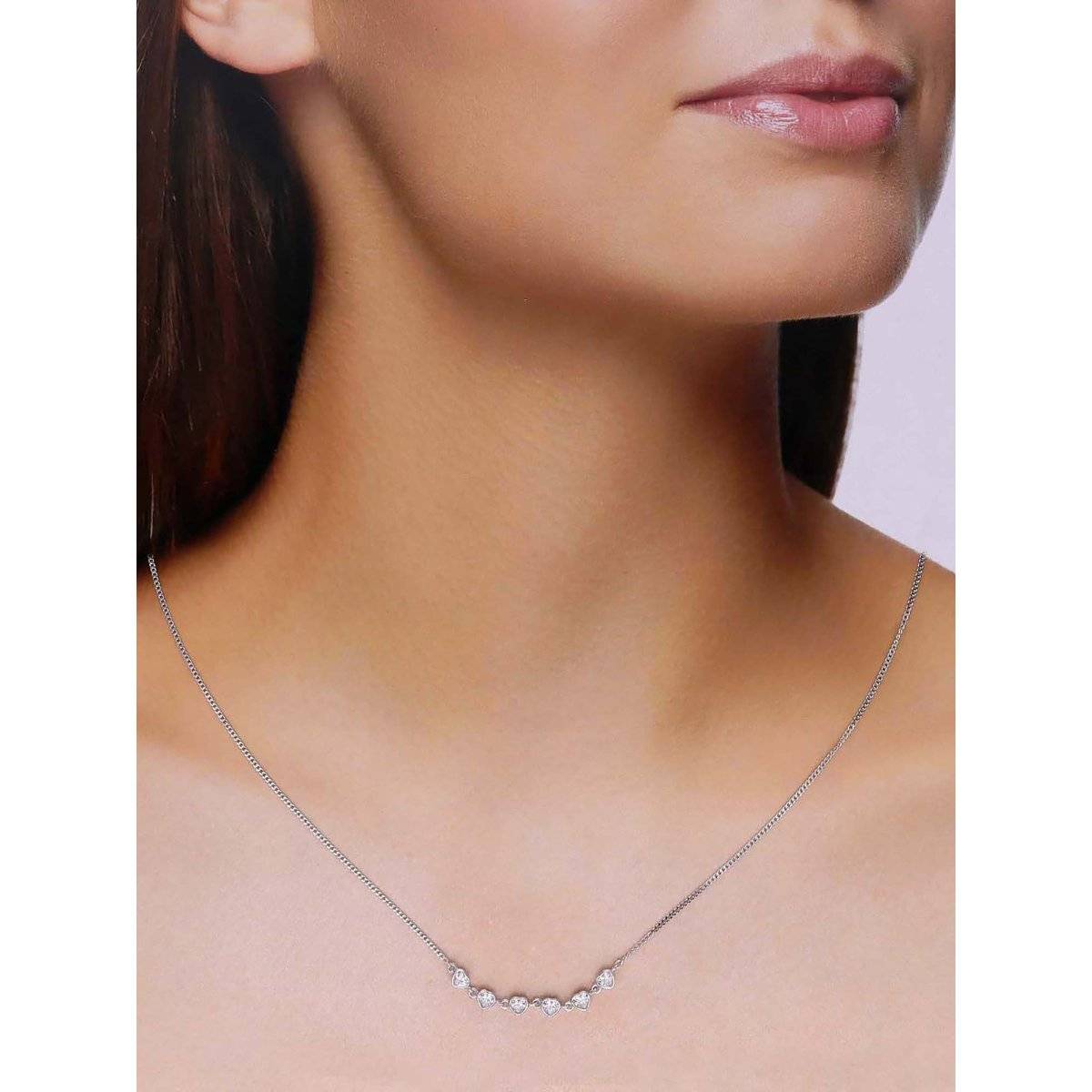Kai Jewel Sterling Pink String Of Hearts Necklace