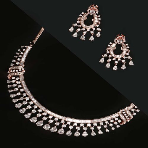 Priyaasi Rose Gold-Plated American Diamond Studded Jewellery Set: Buy  Priyaasi Rose Gold-Plated American Diamond Studded Jewellery Set Online at  Best Price in India | Nykaa