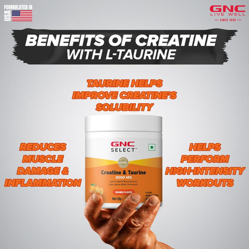 Buy GNC Select Creatine & Taurine 3000mg Powder - Orange Online