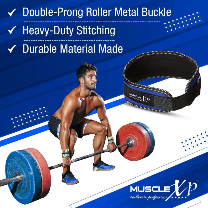 Buy MuscleXP Weight Lifting Gym Belt Unisex Body Fitness Gym Back Support Belt Blue Online