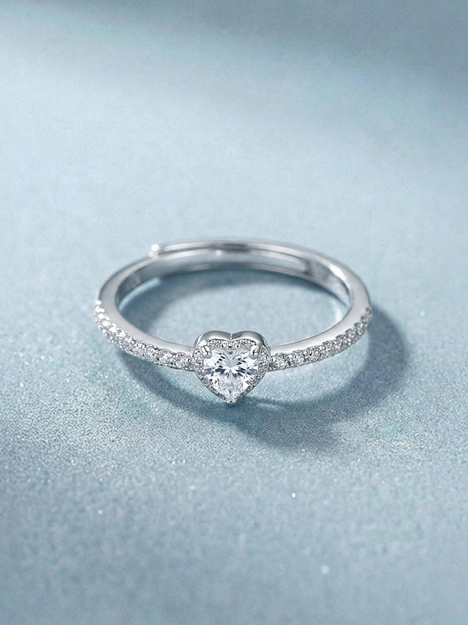 Palmonas Mini Heart Sparkline 925 Sterling Silver Ring for Women