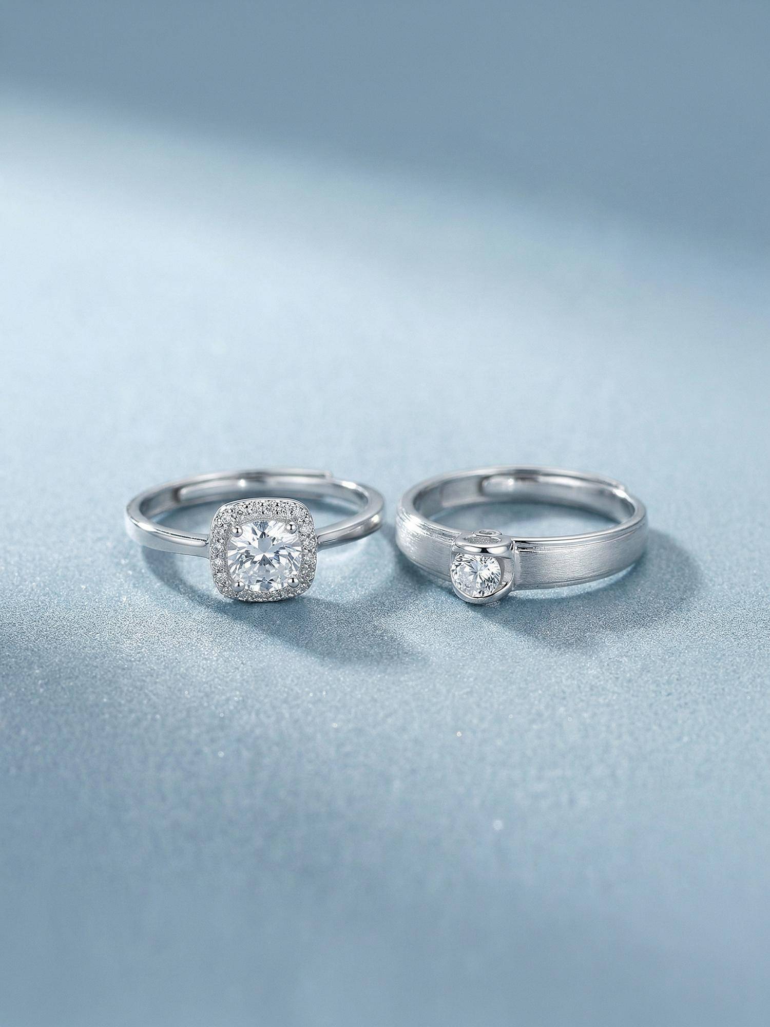 Palmonas Duo Spark 925 Sterling Silver Ring for Women (Pack of 2)