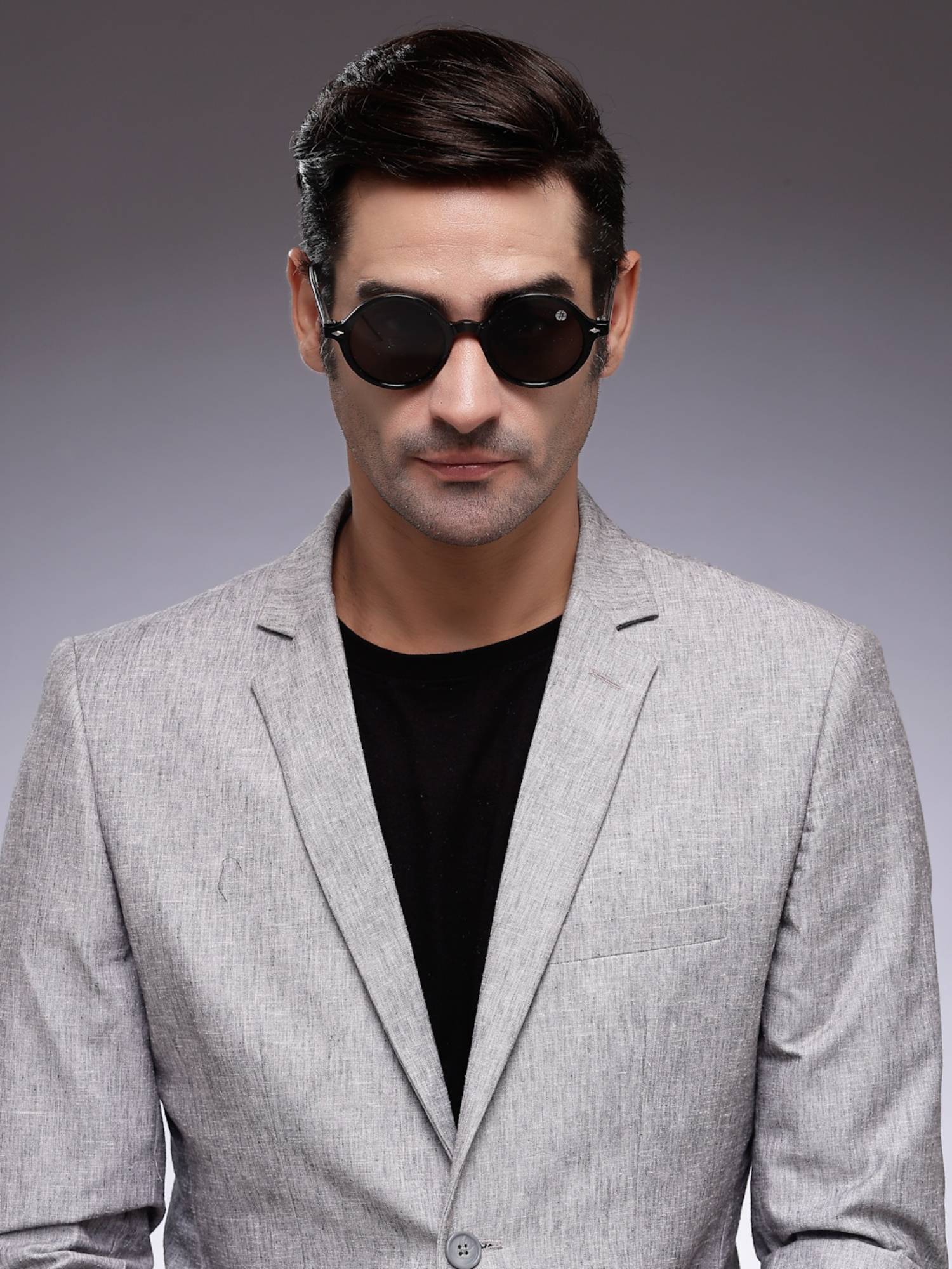 HASHTAG EYEWEAR Men Round Black Sunglass-Sewa-Tr28019-Blk (54)