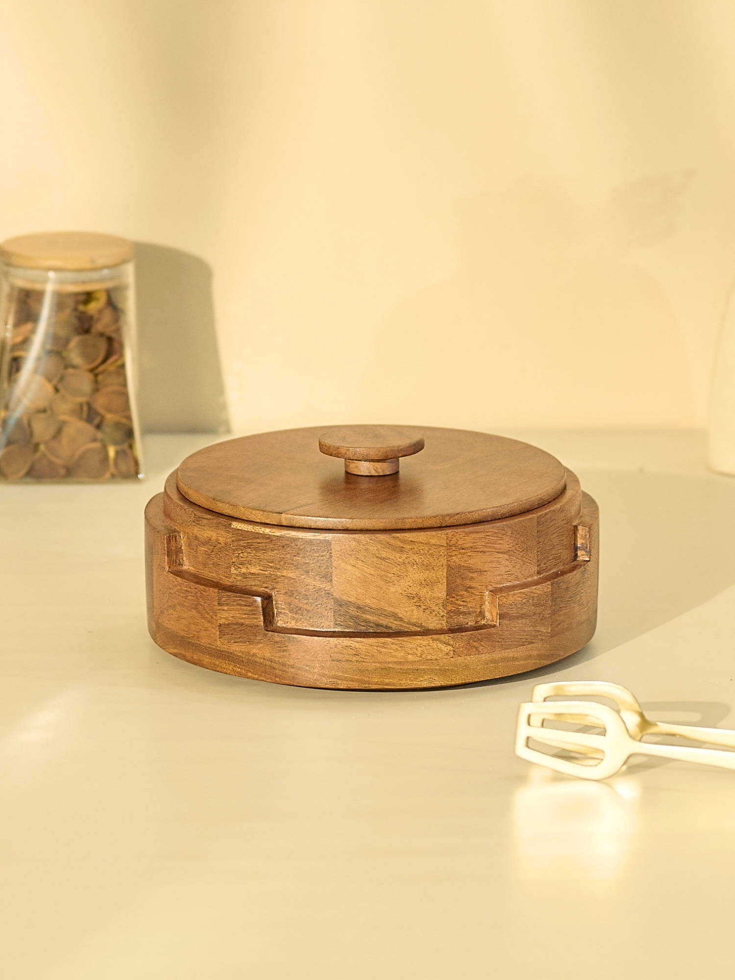 Brick Brown Brown Mosaic Wood Roti Box Casserole